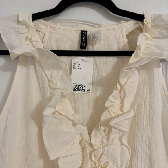 H&M Cream Ruffle Tiered Mini Dress - Picture 6 of 8